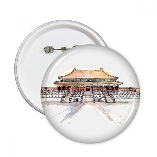 Broches rondes Cité Interdite Pékin : décoration vêtements avec badge Button XXL 5 pcs