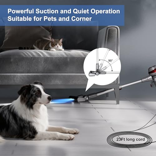 Image of Intercleaner Corded Vacuum Cleaner, 20KPa Powerful Suction with 2 Operation Mode, Multifunction Lightweight Bagless Stick Vac with Handheld, Ultra Quiet, for Hardwood Floor Carpet Car Pet Hair