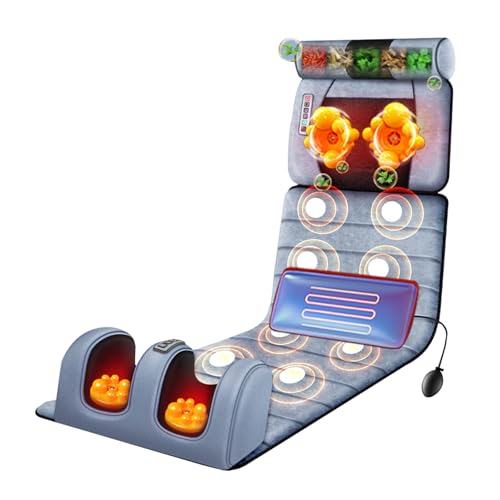 Tappetino da massaggio riscaldato per tutto il corpo con 20 teste di massaggio Shiatsu per il collo,Sedile Massaggiante per il rilassamento dei muscoli del collo e della schiena(Color:grigio)