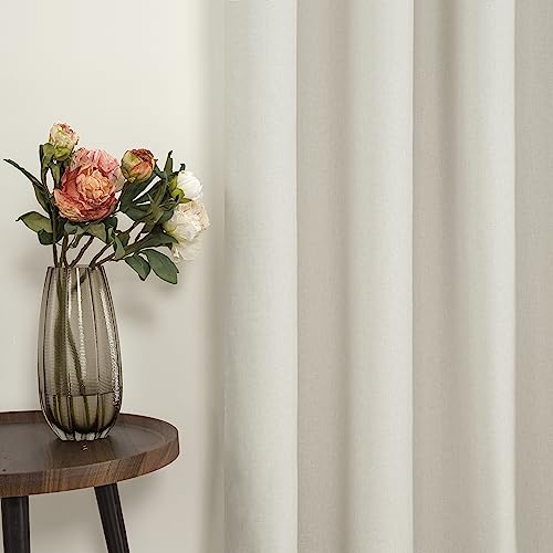 Image of YoungsTex Linen Blackout Curtains 96 Inches Length for Living Room, Long Thermal Insulated Bedroom Curtains Full Room Darkening Drapes Grommet, Linen, 2 Panels, 52 X 96 Inch