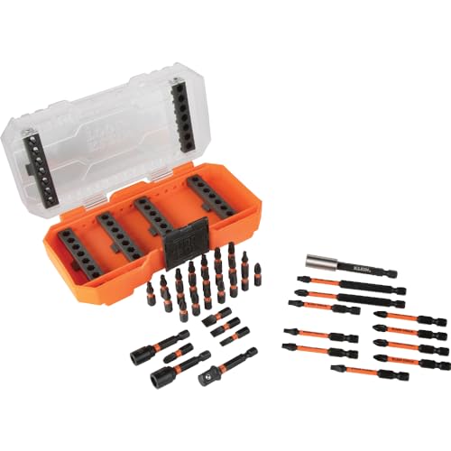 Klein Tools 33801 Impact Driver Bit Set with Proflex, S2 Steel Phillips, Slotted, Square, TORX Bits with Case, MODbox Compatible, 40-Piece
