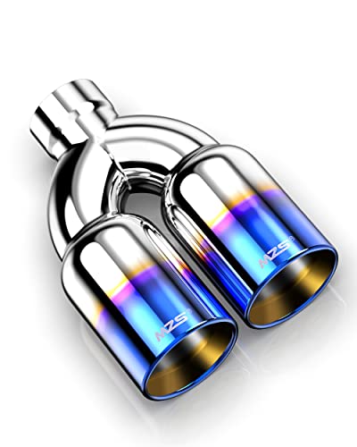 Image of MZS Dual Exhaust Tips 2.5 inch Inlet 3.5 inch Outlet Pipe Universal Burnt Blue 1Pcs