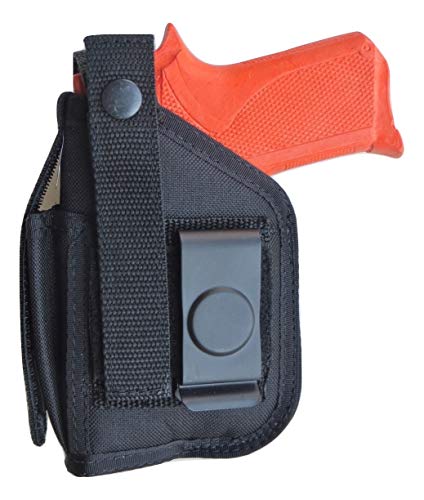 Hip Holster with Magazine Pouch for Walther P22 or Ruger SR22 with Underbarrel Laser Mounted on Gun