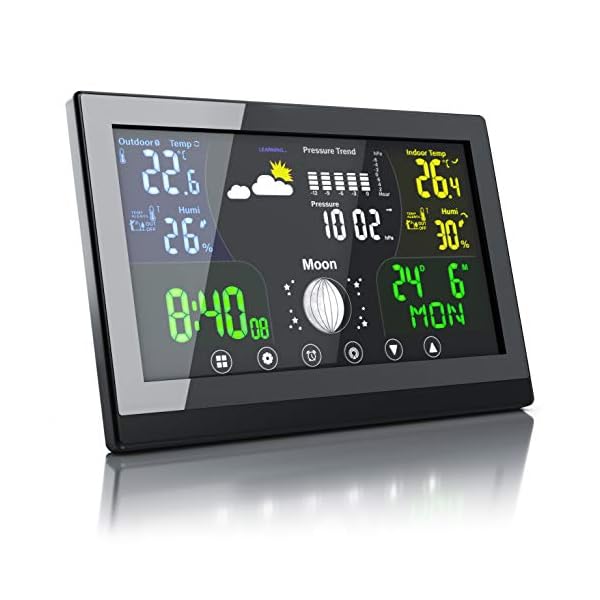 CSL – Funk Wetterstation mit Farbdisplay – inkl. Außensensor – Funkuhr – Innen und Außentemperatur – Luftdruck…