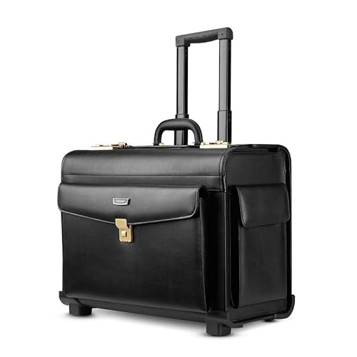 Lightweight Retro Leather Carry-On Suitcase with Wheels