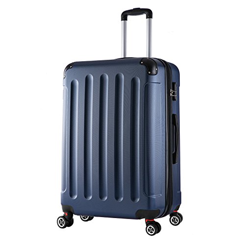 Preisvergleich Produktbild WOLTU RK4203bl, Reise Koffer Trolley Hartschale Volumen erweiterbar, Reisekoffer Hartschalenkoffer 4 Rollen, M / L / XL / Set, leicht und günstig, Blau (XL, 76 cm & 110 Liter)