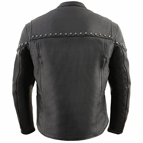 Image of Milwaukee Leather Men's Black Cowhide Quilted Pattern Scooter Style Racing Jacket MLM1545