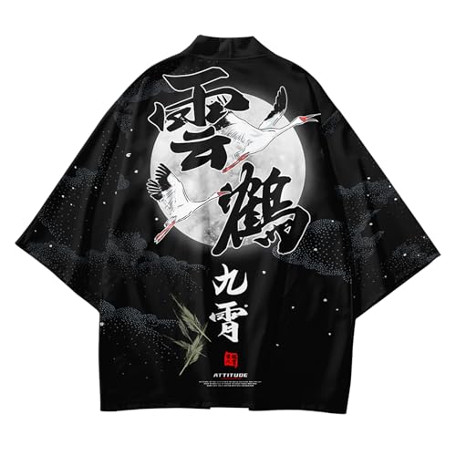 Image of Women's and Men Cardigan Jackets Lightweight Japanese Kimono Long Sleeves Open Front Coat