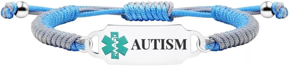 RENYILIN Medical Alert ID Emergency Rescue Bracelet, Blue | Hand-Woven, Adjustable