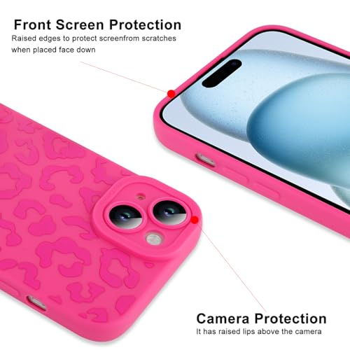 Image of ZIYE for iPhone 15 Case Hot Pink Leopard Pattern Phone Case
