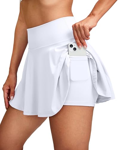 SANTINY Pleated Tennis Skirts for Women with Pockets Women's High Waisted Running Workout Athletic Golf Skorts Skirts3