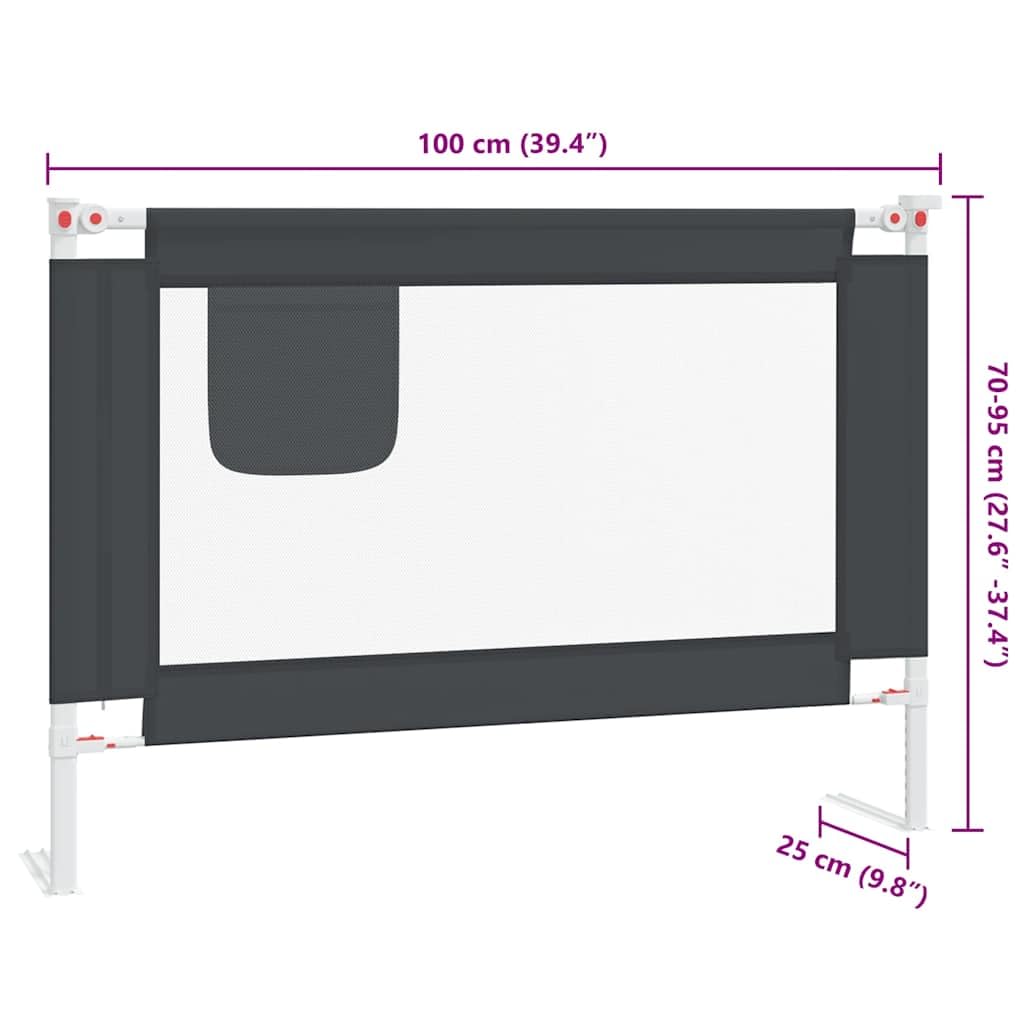 Generisch Kleinkind-Bettschutzgitter Dunkelgrau 100x25 cm Stoff,Baby & Kleinkind,Babysicherheit,Baby-Bettschutzgitter,10226