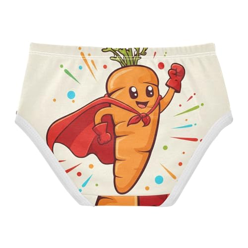 Cotton Girls Underwear Toddler Cartoon Carrot Superhero Beige Panties for Girl Pattern Kids Undies Briefs 2t2