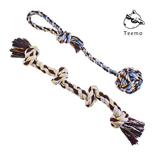 TEEMO Tug of War Dog Rope Toy, Sturdy Cotton and Thick Knots for Large Breeds or Big Puppies, Indoor and Outdoor Play and Dental Health