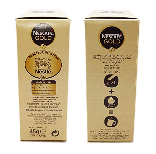 NESCAFE Gold Rich & Smooth Taste Crafted with Arabica Ground Coffee Beans 10 Times Finer Instant Coffee Beverages Stickes for a Perfect Day Start (1 Box (25 Sticks))