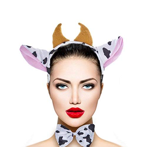 LUX ACCESSORIES Halloween Cow Horn Bow Tail Ear Cosplay Party Costume Accessories Set (3pcs) LUX ACCESSORIES Halloween Cow Horn Bow Tail Ear Cosplay Party Costume Accessories Set (3pcs)