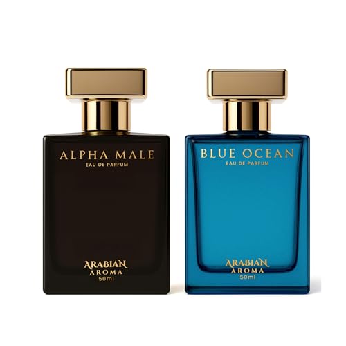 Image of Arabian Aroma Alpha Male & Blue Ocean Perfume Set for Men | Eau de Parfum | Long Lasting Fresh Fragrance | 50ml Each