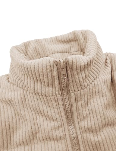 Floral Find Girls Long Sleeve Winter Jacket Coats Zip Up Stand Collar Corduroy Quilted Outerwear Jackets with Pocket2