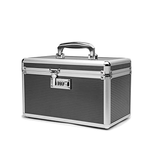 HEWEI WORKS Boîte à Médicaments avec Armoire à Serrure à Combinaison, adapté à l'entreposage de Pharmacie et d'objets personnels Importants, Contient Un Pilulier en Plastique (Moyen/Gris) Cover