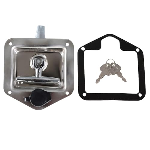 Image of 1-Pack Trailer Door Latch Rv Door Tool Box Lock T-Handle Lock 304 Stainless Steel with Gasket Keys Highly Polished for Camper RV Truck Tool Truck Trailer Tool Box Trailer, Toolbox