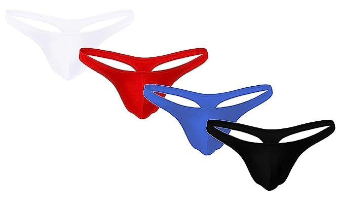 Men's G-String Thong Bamboo Cotton Elastance - Anti Bacterial, Colour Fresh, Moisture Wicking | Size XL Waist (Black, White, Red, Blue) Pack of 4-image-12
