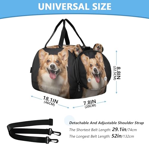 Dog Kids Overnight Sports Duffel Bags with Shoe Compartment & Wet Pocket Travel Sport Gym Bag for Girls Boys3