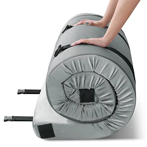 KingChii Memory Foam Camping Mattress, Portable Roll Up Travel Car Camping Mattress Sleeping Pad & Floor Mattress, Cot Mattress Guest Bed for Sleepover with 2*Waterproof Cover & Travel Bag 72â€X24â€X3â€