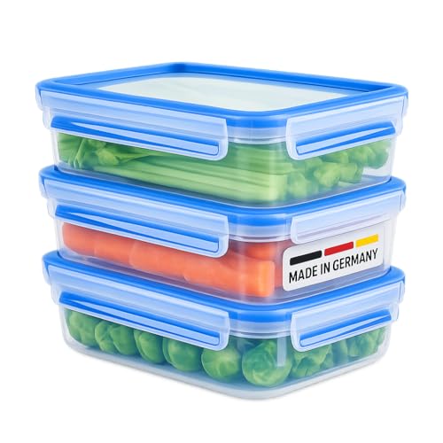 EMSA Clip & Close Food Conservation 3-tlg. Set Frischhaltedosen Auslaufsicher Hygienisch Mikrowellen- & Spülmaschinengeeignet Gefriergeeignet 3×1 2 L 515645