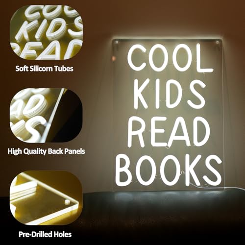 Image of Cool Kids Read Books Neon Sign for Classroom Wall Decor, Light Up Neon Signs for Kids Read Corner Decor Library Bedroom