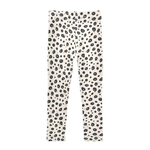 KLL Black Polka Dots on Pink Background Little Girls Basic Leggings Soft Full Length Workout Pants Sports2