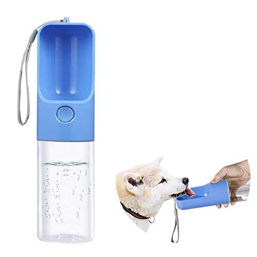Aoweika Botella de agua para perro, botella de agua de viaje para mascotas, 450 ml, ABS de grado alimenticio, a prueba de fugas, botella de agua portátil para mascotas para caminar al aire libre Cover