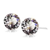 Women's Swarovski Crystal 6mm Rhinestone Invisible Clip On Stud Earrings
