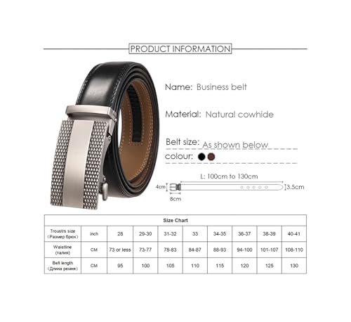Men's Fashion Leather Belt with Automatic Buckle Cowhide Non-Porous Strap for Suits Alloy Waist Accessory4