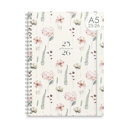 Burde Senator A5 Story Blumen – Buchkalender 2025/2026 mit Wochenübersicht, Terminplaner & Organizer für Lehrer, Schüler & Studenten, stilvoll & funktional