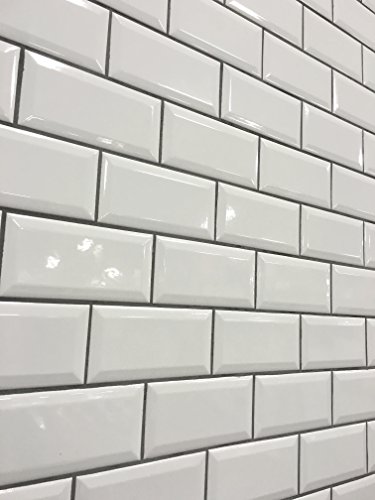 3X6 White Glossy Finish Beveled Ceramic Subway Tile Shower Walls Backsplashes #TOP4