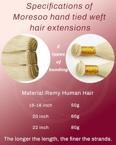 Image of Moresoo Genius Weft Hair Extensions Human Hair, Light Blonde, 22 Inch 80g | Remy human hair with long flowing layers and natural shine for weddings, celebrations and statement hairstyles