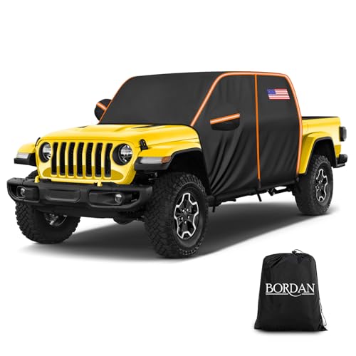 Car Cab Cover for Jeep Gladiator JT 2020-2025 Waterproof All Weather Jeep Gladiator Covers 4 Door Heavy Duty Rain Cover Car Covers with Driver Door Zipper Windproof Straps