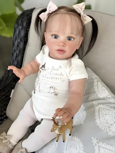 RXDOLL Reborn Kleinkind-Puppe, 66 cm, große Größe, realistische Babypuppe, die echt aussieht, Babypuppe, weiches Tuch, Körper, Silikon, Babys, Reborn-Mädchen mit blauen Augen, für Kinder ab 3 Jahren – Bild 3