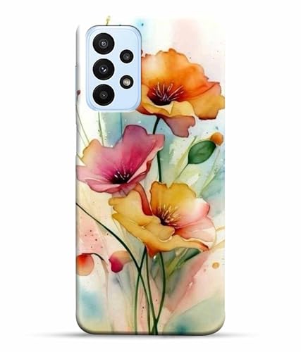Image of Printed Hard Back Case Cover & Compatible for Samsung Galaxy A23 LTE | A23 5G | Samsung A23 5G | Flower Painting Art (Multicolor) - D1187
