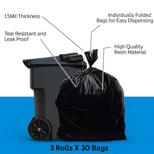 Image of Garbage Bags | Medium | 180 Count | 30 Bags X 1 Rolls | 19 X 21 Inches | For Dry & Wet Waste | Black | Trending Limited Edition |