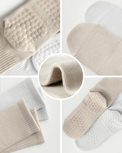 Image of 3 Pairs Pilates Socks with Grips for Women Non Slip Grip Socks for Yoga Barre Hospital Workout
