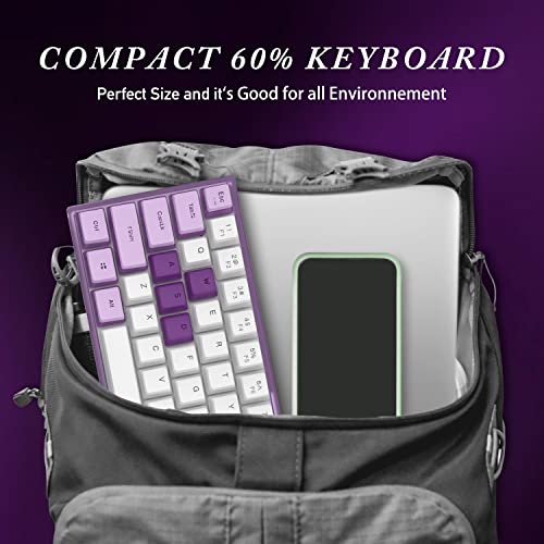 Womier Wk61 Purple Keyboard - 60% Rgb Mechanical Gaming Keyboard,Hot-Swappable Mini Keyboard W/Pudding Keycaps, Pro Driver/Software Supported - Red Switch(With Silicone Pad) #TOP5