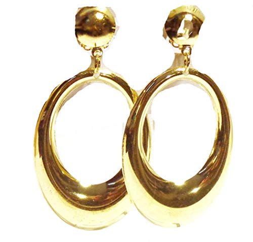 Clip on Earrings Gold Tone Clip Earrings Oval Hoop Earrings