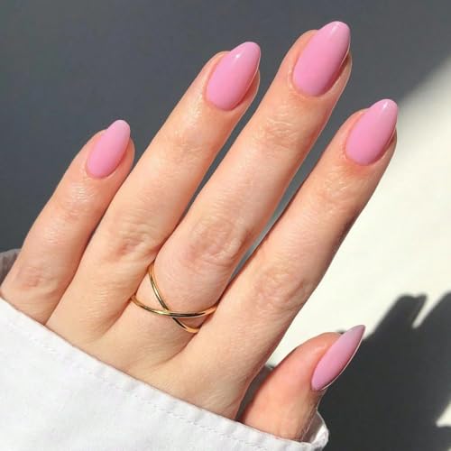 Short Press on Nails Almond Fake Nails Solid Color Nails Press On...