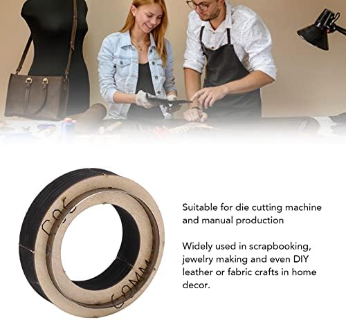 Miniatura 2 de Corte de cuero muere tira forma redonda Círculo de acero de alto carbono C06 muere base de madera para manualidades de cuero