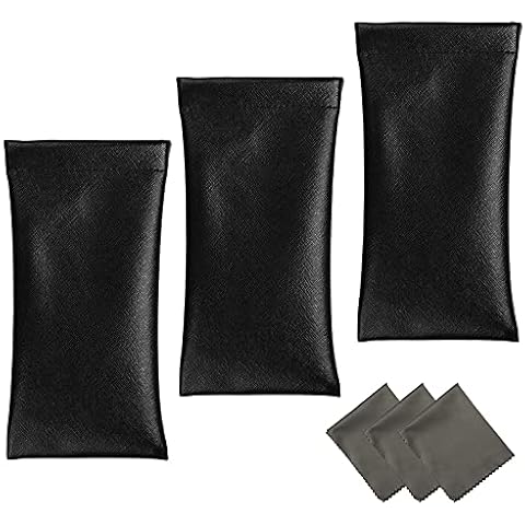 Vemiss 3 Pack Glasses Case,Squeeze Top Soft Portable Pouch for Sunglass eyeglass (3pcs Black) Cover