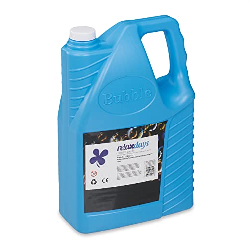 Relaxdays Bidon de sabão, 4 litros de frasco líquido bolhas de substituição, 4 L de solução, ideal para máquinas de pompas, pistolas e pómperos, azul, 70% plástico 30