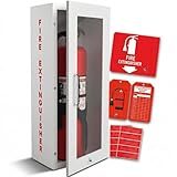 Steel Fire Extinguisher Cabinet White | Wall Mount Box with Quick-Access Magnetic Door | Turnkey Kit with 3D Sign, Tags & Seals | Fits 5-10lb Extinguishers (24.6'H x 10.6'W x 5.9'D)