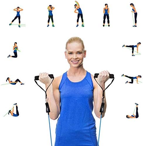 Portzon Resistance Band Set, Workout Bands, Exercise Bands Door Anchor Handle Resistance Training, Convenient, Durable, Exercise Stack-able Up to 100 lbs
