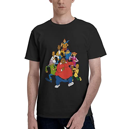 Men Guys Fat Or Albert and The Cosby Animated Kids T Shirt Crewneck Short Sleeve Shirt, Wicking Cotton Tee Tops Shirt for Man, Fitness Custom Tees Clothing Large Black